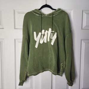 YITTY BY LIZZO FABLETICS OLIVE MOSS GREEN GRAFFITI BOXY FIT HOODIE SWEATER XXL